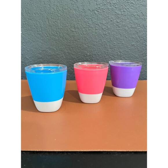 Munchkin Splash 3 Piece Toddler Cups with Training Lids Pink, Purple & Blue 7oz - Picture 1 of 4